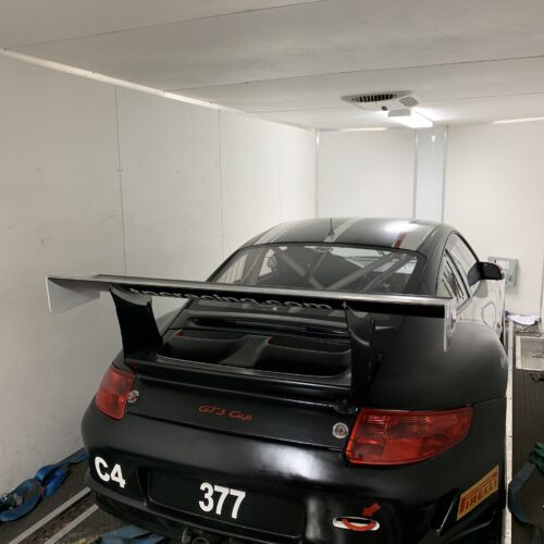 Spoilers on a sports car in black color